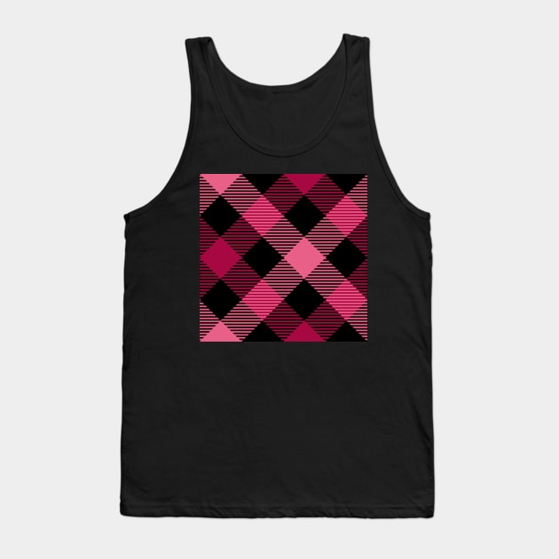 Tartan - Hot Pink and Black Tank Top by SugarPineDesign